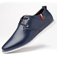 Men Leisure Breathable PU Loafers Shoes blue